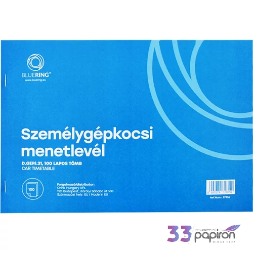 Ny D Gépj 31 A4 menetlevél személygépkocsi menetlevél A4