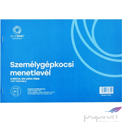 Ny D Gépj 31 A4 menetlevél személygépkocsi menetlevél A4