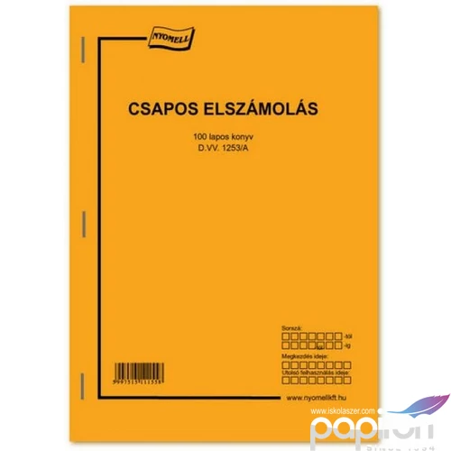 Ny DVV 1253/A csapos elszámolá Csapos elszámolás
