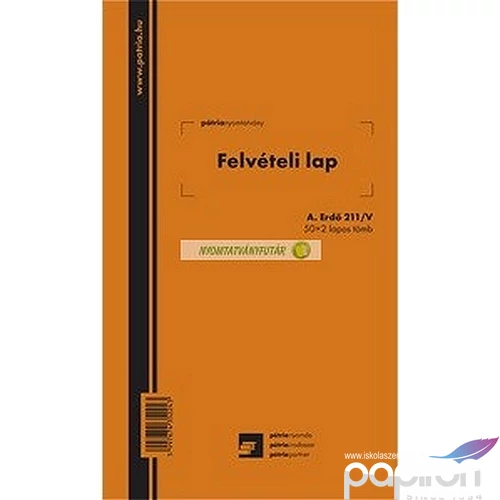 NY Felvételi lap ipari fához 50x2 lapos tömb