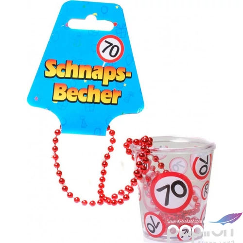 Nyakba akasztható Üveg felespo 70. születésnapra 50 ml. (6 cm x 5 cm)
