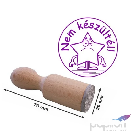 Jutalmazó bélyegző Nem készültél felirat csillag logo 70mm össz hosszúság, 20mm átmérő