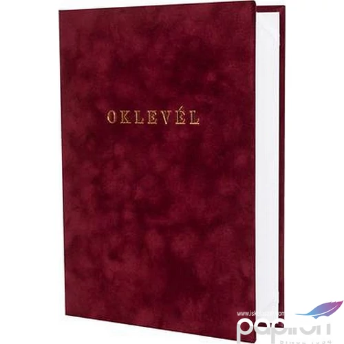 Oklevéltartó A4 exkluzív plüss, aranyozva, bordó 