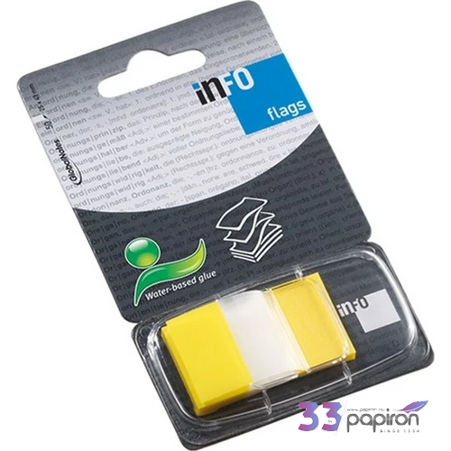 Oldaljelölő műanyag Info Notes Flag 25x43 mm 50 lapos sárga