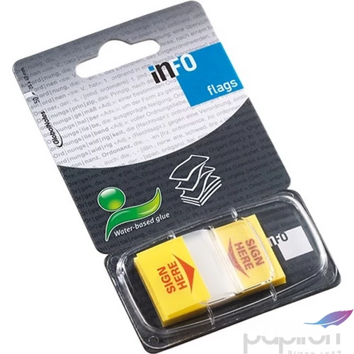 Oldaljelölő műanyag Info Notes Flag 25x43mm 50 lapos aláírás ikon