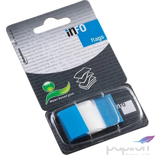 Oldaljelölő műanyag Info Notes Flag 25x43mm 50 lapos áttetsző kék