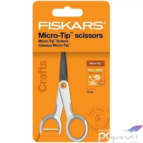 Olló általános tapadásmentes 13cm FISKARS MicroTip Titanium fehér