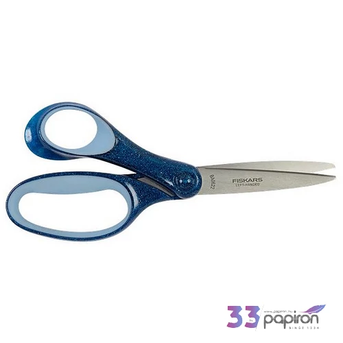 Olló iskolai 18cm balkezes FISKARS csillámos kék