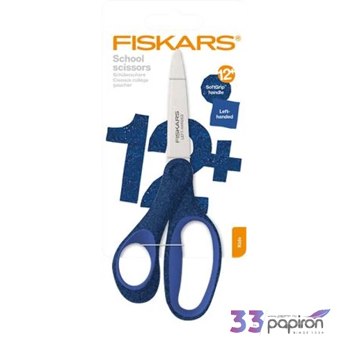 Olló iskolai 18cm balkezes FISKARS csillámos kék