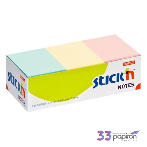 Öntapadó jegyzettömb 38x51 mm 12x100 lap STICK N pasztell színek