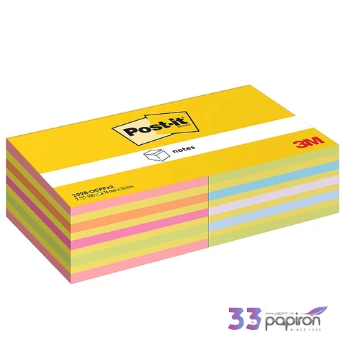Öntapadó jegyzettömb 76x76 mm 2x450 lap 3M POSTIT vegyes színek