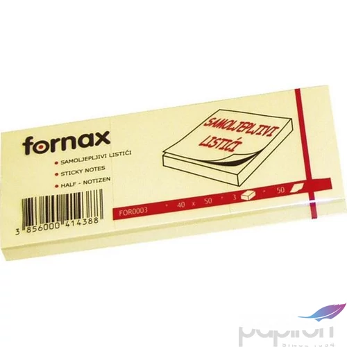 Öntapadós jegyzetömb 3x40X50 100lapos, sárga 40x50mm 1csom/3tömb Fornax
