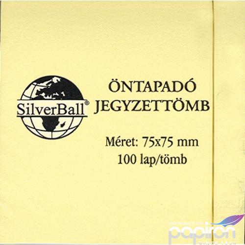 Öntapadós jegyzettömb 75x75 C tenderes 100lapos pasztell sárga C SilverBall, a-series