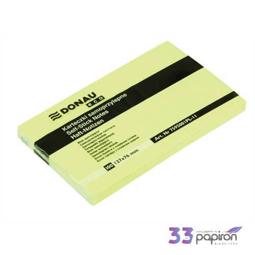 Öntapadós jegyzettömb 127x76mm Donau Eco sárga 100lap/tömb 7595001PL-11