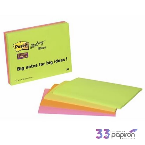 Öntapadós jegyzettömb 203x152m 4x45 lap, 3M POSTIT 