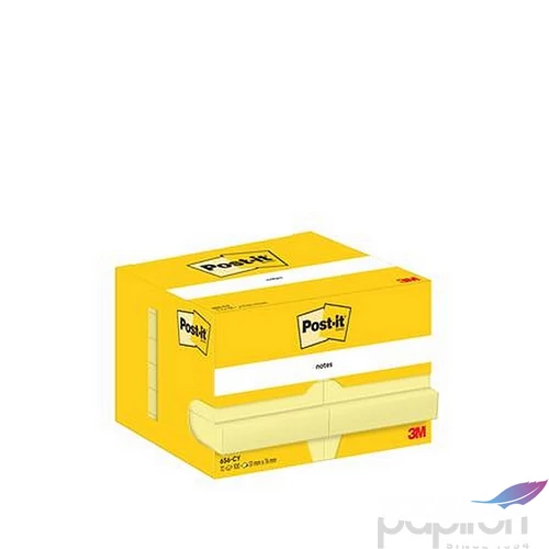 Öntapadós jegyzettömb 3MPostit 51x76 mm, 12x100 lap, kanári sárga 