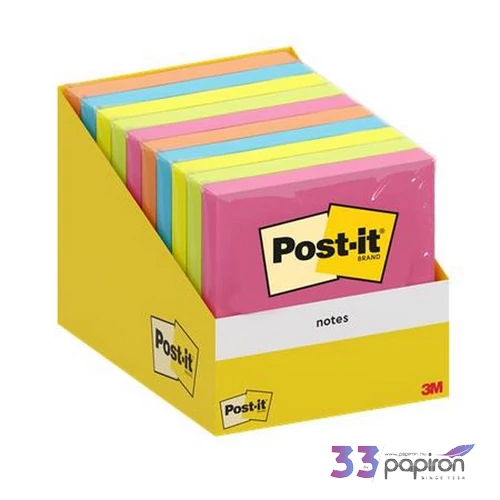 Öntapadós jegyzettömb 3MPostit 76x76 mm, 100 lap, vegyes szín