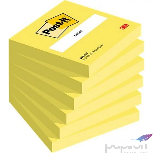 Öntapadós jegyzettömb 3MPostit 76x76 mm, 6x100 lap, neonsárga 