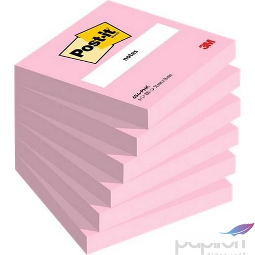 Öntapadós jegyzettömb 3MPostit 76x76 mm, 6x100 lap, rózsaszín 