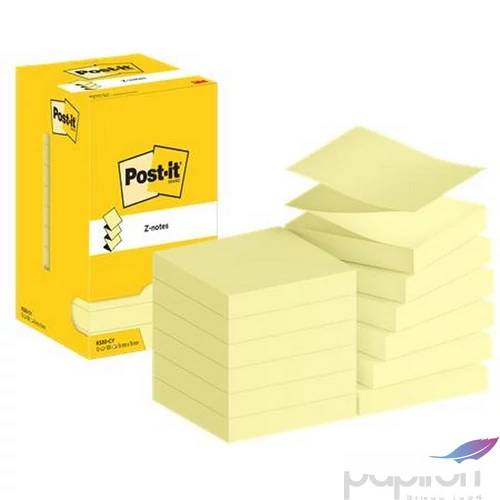 Öntapadós jegyzettömb 3MPostit Z, 76x76 mm, 12x100 lap, kanári sárga 