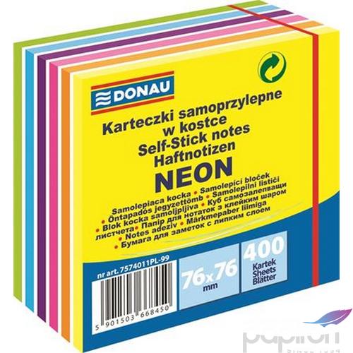 Öntapadós jegyzettömb 76x76 Donau neon és pasztell mix -4szín- 400lap/csom 7574011PL-99