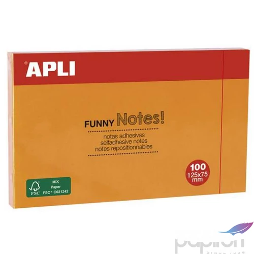 Öntapadós jegyzettömb Apli 125x75mm, 100 lap, Funny, narancssárga LNP15005