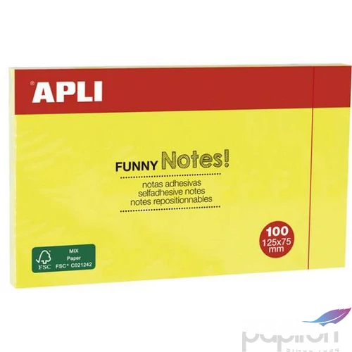 Öntapadós jegyzettömb Apli 125x75mm, 100 lap, Funny, sárga LNP15002