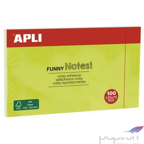 Öntapadós jegyzettömb Apli 125x75mm, 100 lap, Funny, zöld LNP15004