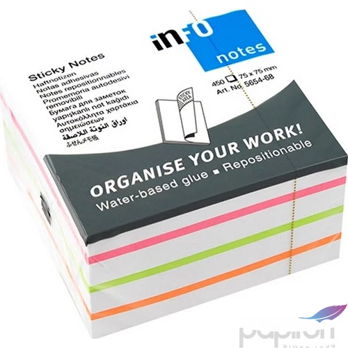 Öntapadós jegyzettömb Info Notes Mix 75x75mm 450 lapos fehér-színes