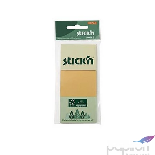 Öntapadós jegyzettömb Stick N 38x51 mm, 3x100 lap, pasztell színek 