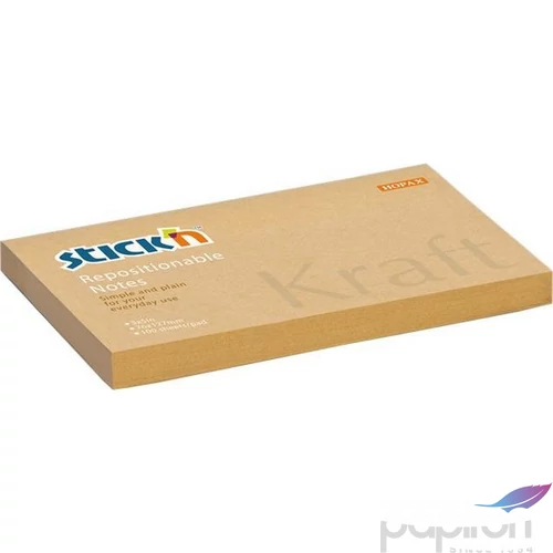 Öntapadós jegyzettömb Stick N 76x127 mm, 100 lap, Kraft Notes, barna 