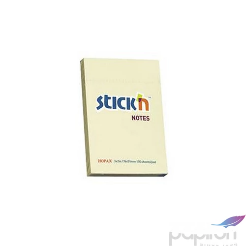 Öntapadós jegyzettömb Stick N 76x51 mm, 100 lap, pasztellsárga 