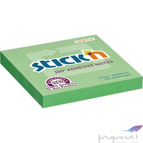 Öntapadós jegyzettömb Stick N 76x76 mm, 100 lap, 360, zöld 