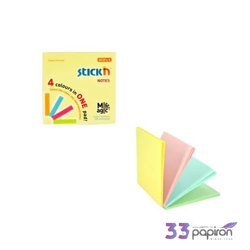 Öntapadós jegyzettömb Stick N 76x76 mm, 100 lap, Magic Pad pasztell színek