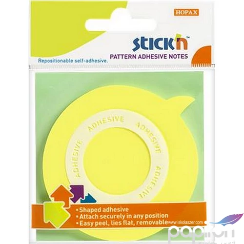 Öntapadós jegyzettömb Stick N buborék alakú, 70x70 mm, 50 lap, sárga 