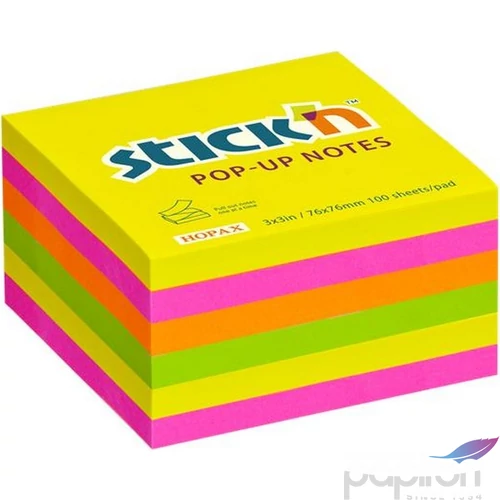 Öntapadós jegyzettömb Stick N csomag, "Z", 76x76 mm, 6x100 lap neon színek