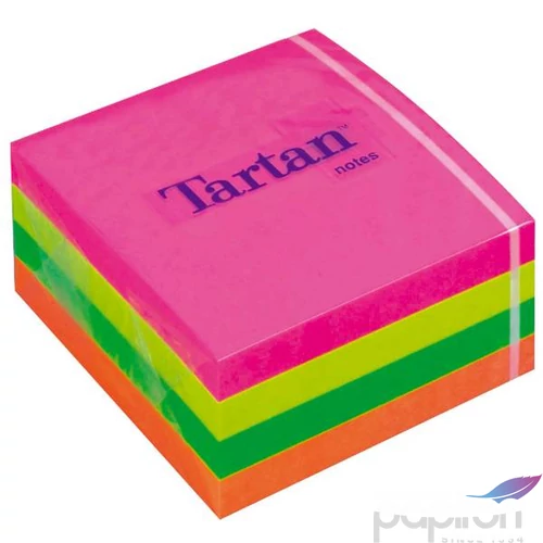 Öntapadós jegyzettömb Tartan 76x76mm, 400 lap,neon színek LPT7676CN