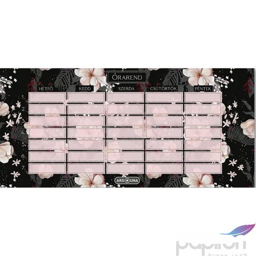 Órarend Ars Una 24'' Flowery black (5374) Öntapadós füzetcímke 3ívx6db