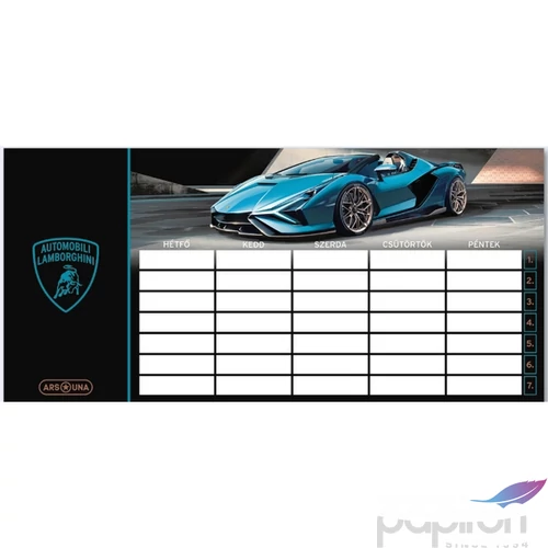 Órarend Ars Una 24'' Lamborghini (5336) autó Öntapadós füzetcímke 3ívx6db
