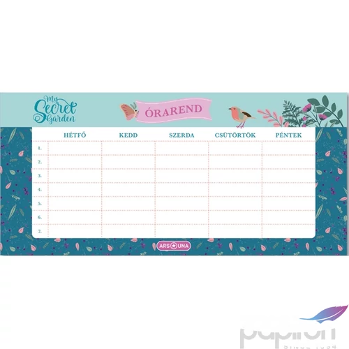 Órarend Ars Una 24'' My Secret Garden (5339) őzike Öntapadós füzetcímke 3ívx6db