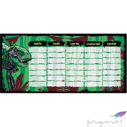 Órarend Ars Una 24'' T-Rex Dínó (5346) Öntapadós füzetcímke 3ívx6db
