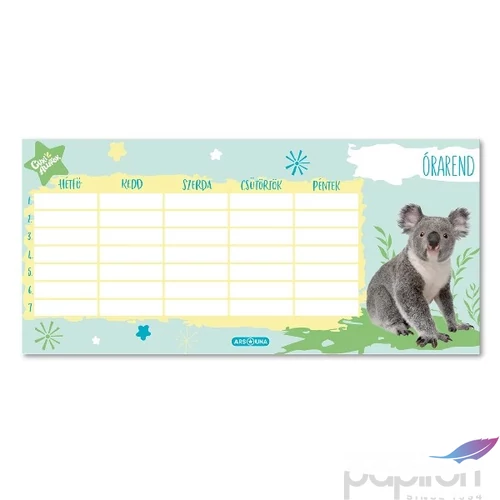 Órarend egylapos Ars Una 24'' Cuki állatok (5421) Koala Öntapadós füzetcímke 3ívx6db