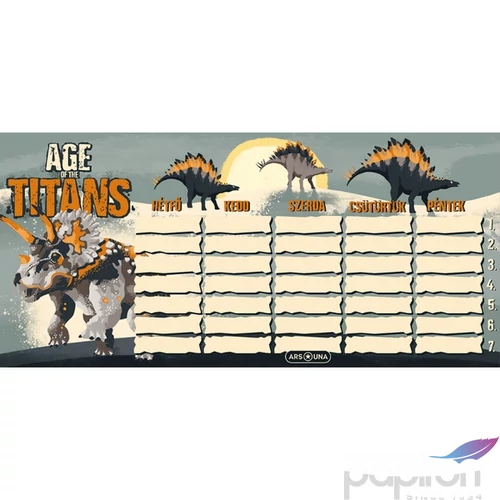 Órarend Ars Una egylapos Age of the Titans (5261) 23' dínó Öntapadós füzetcímke 3ívx6db