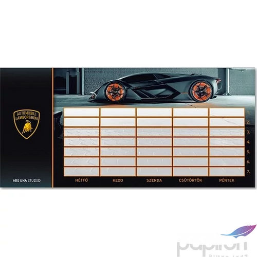 Órarend Ars Una egylapos Lamborghini, autó 19 Öntapadós füzetcímke 3ívx6db