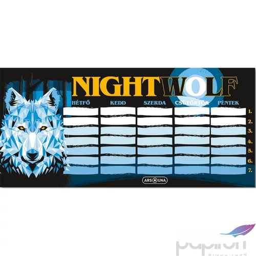 Órarend Ars Una egylapos Nightwolf Farkas (5257) 23' Öntapadós füzetcímke 3ívx6db