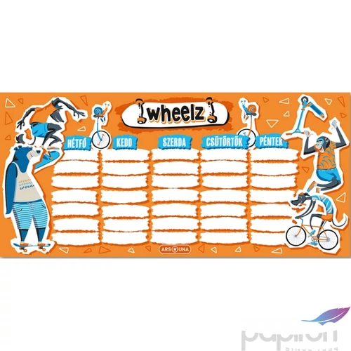 Órarend Ars Una egylapos Wheelz (5262) 23 Öntapadós füzetcímke 3ívx6db