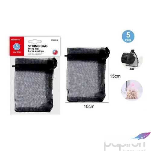 Organza tasak fekete 5db-os 10x15cm 25