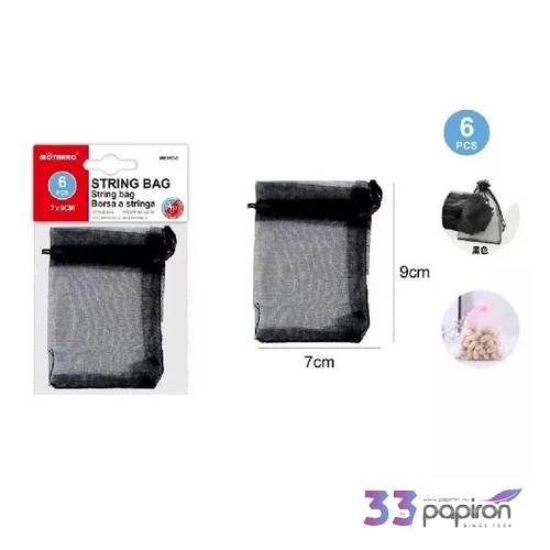 Organza tasak fekete 6db-os 7x9cm 25