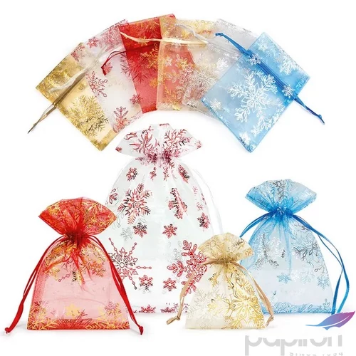 Organza tasak karácsonyi karácsonyi vegyes színek 12db/cs, 12x17
