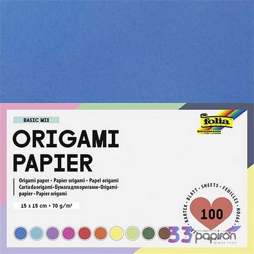 Origami papír 15x15 cm 70 g 100 lap FOLIA vegyes színek
